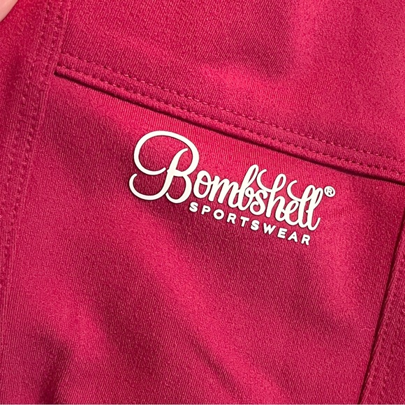 Bombshell Sportswear Crimson Leggings with Stripe Accents - Picture 7 of 9